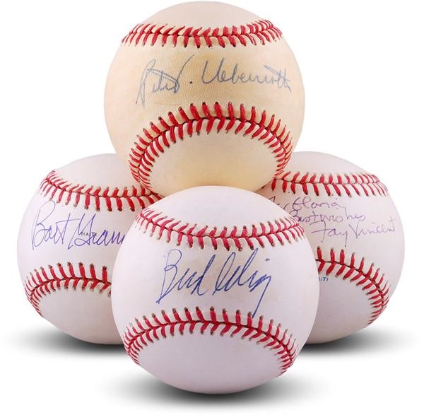 Baseball Autographs - Collection Baseball Commissioner Signed Baseballs Including Bart Giamiatti (4)