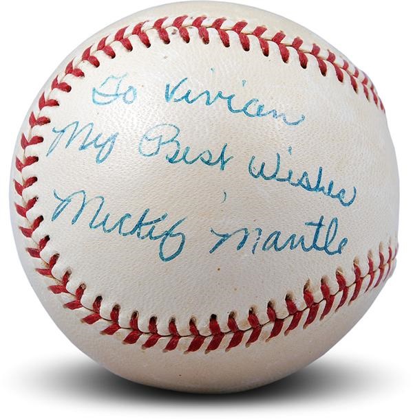 Mantle and Maris - Circa 1952 Mickey Mantle Vintage Single Signed Baseball