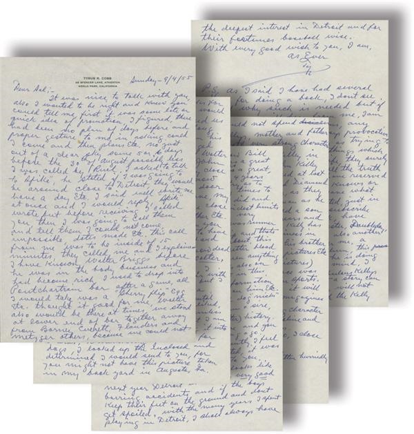 Baseball Autographs - 1955 Ty Cobb Five Page Handwritten Letter