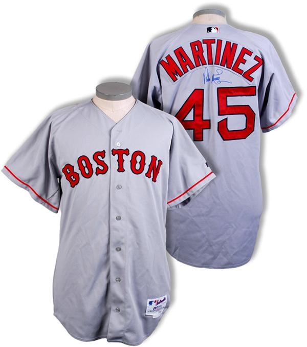 Baseball Equipment - 2004 Pedro Martinez Autographed Boston Red Sox Game Worn Jersey