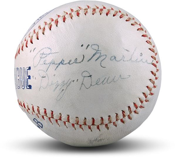 Baseball Autographs - Dizzy Dean and Pepper Martin Signed Baseball