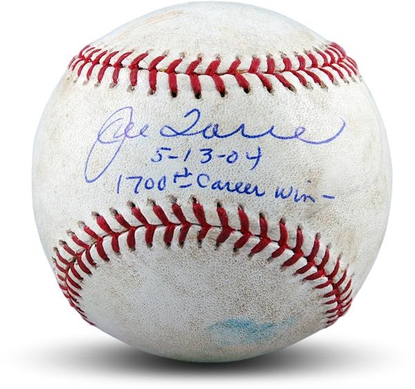 Baseball Equipment - Joe Torre Game Used Autographed Baseball From His 1700th Career Win