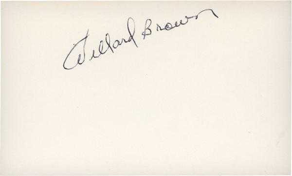 Baseball Autographs - Negro Leaguer Willard Brown Signed 3 x 5 Index Card