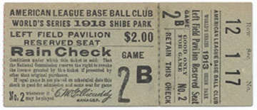 - >1913 World Series Full Unused Ticket