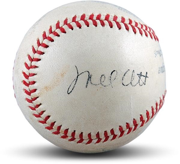 Mel Ott Signed Baseball