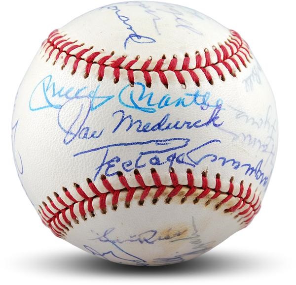 Baseball Autographs - 1974 Baseball Hall of Fame Signed Induction Baseball with Mickey Mantle
