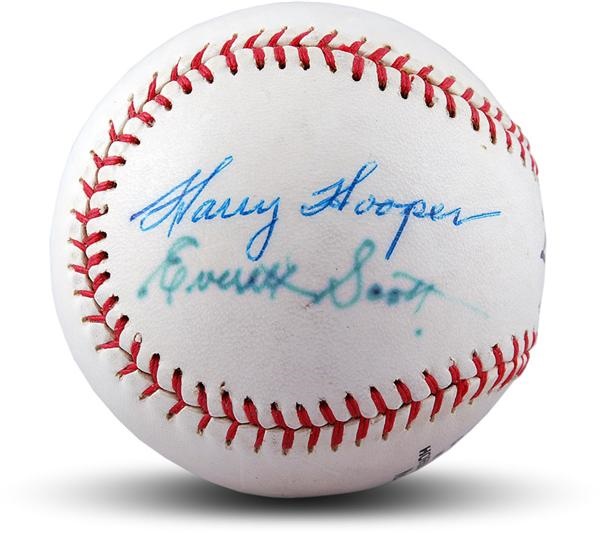 Baseball Autographs - Harry Hooper and Everett Scott Signed Baseball