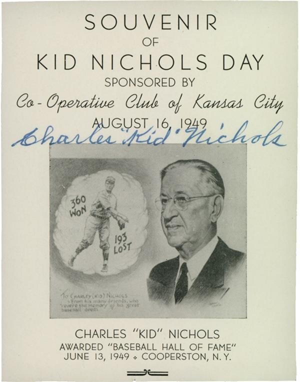 Baseball Autographs - Kid Nichols Signed Souvenir Card