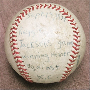 NY Yankees, Giants & Mets - 1977 Reggie Jackson Home Run Baseball