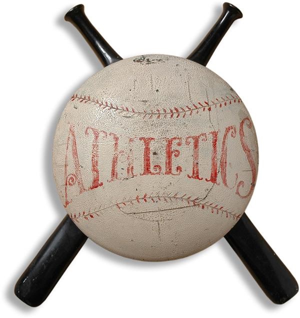 Ernie Davis - Early "Athletics" Baseball Folk Art Sign