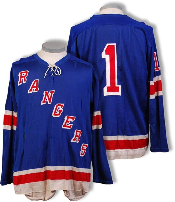 Hockey Equipment - 1968-69 Eddie Giacomin New York Rangers Game Worn Jersey