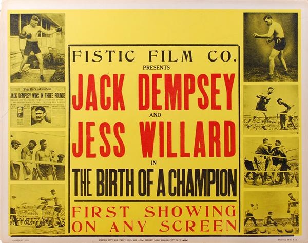 Memorabilia Boxing - Jack Dempsey vs. Jess Willard "The Birth of a Champion" Poster
