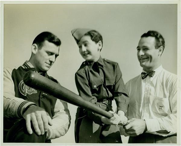 - Vintage Lou Gehrig holding baseball bat w/ Child Original Photo