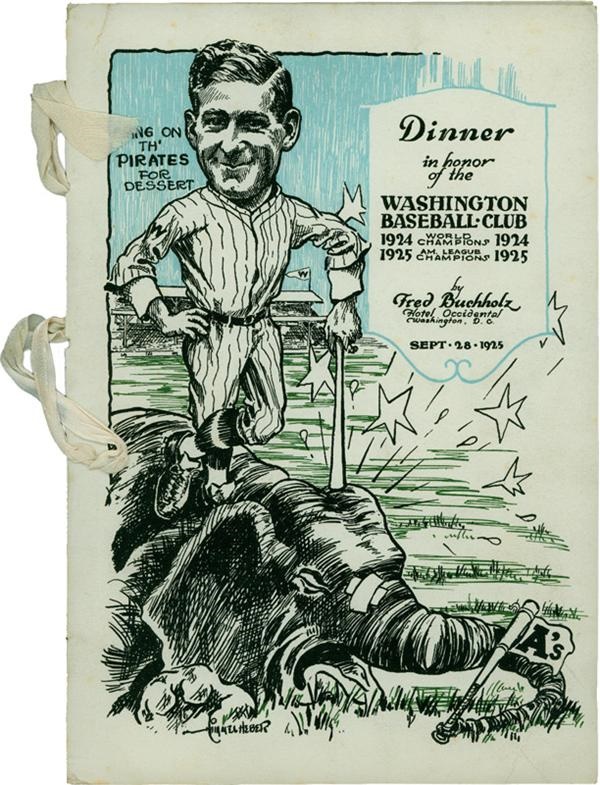 - 1925 Washington Senators World Series Dinner Program
