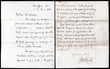 WHA - 1878 Lord Stanley Signed Letter