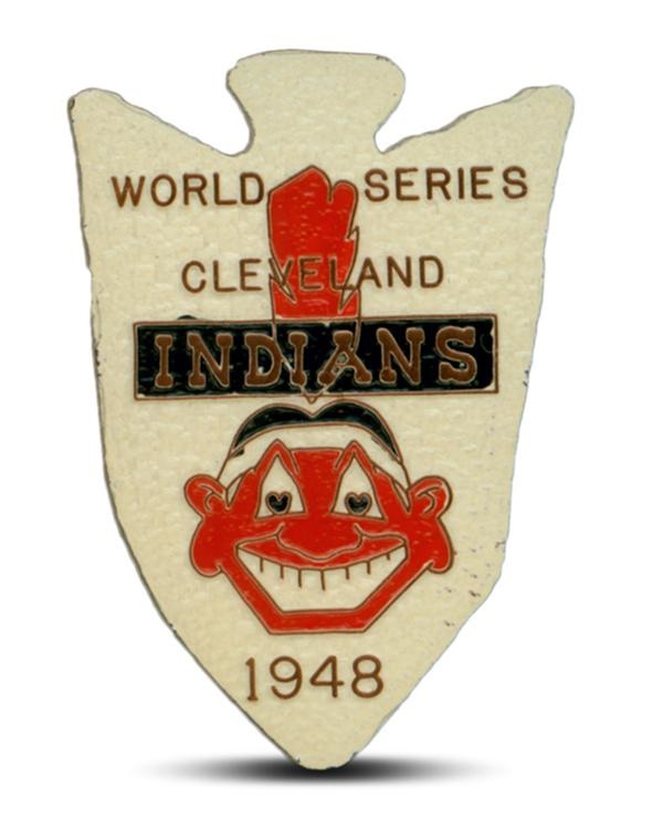 Ernie Davis - Very Rare 1948 Cleveland Indians Large World Series Press Pin
