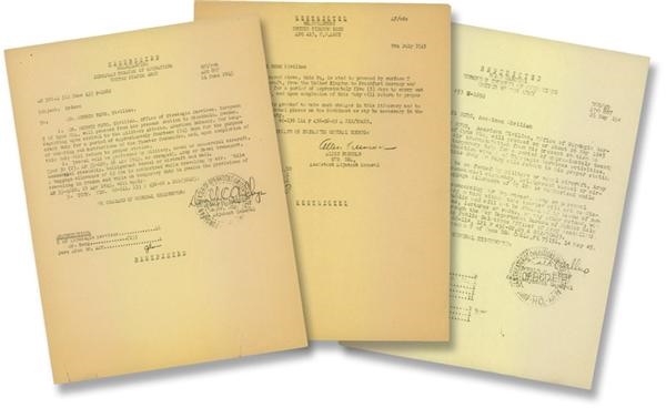 Ernie Davis - Moe Berg Secret Spy Orders (3 different)