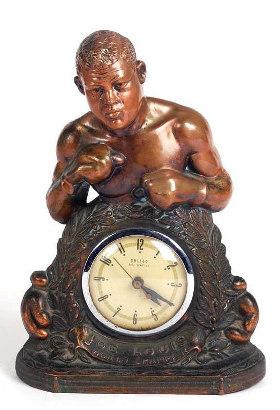 Ernie Davis - Joe Louis Metal Figural Clock (1940's)