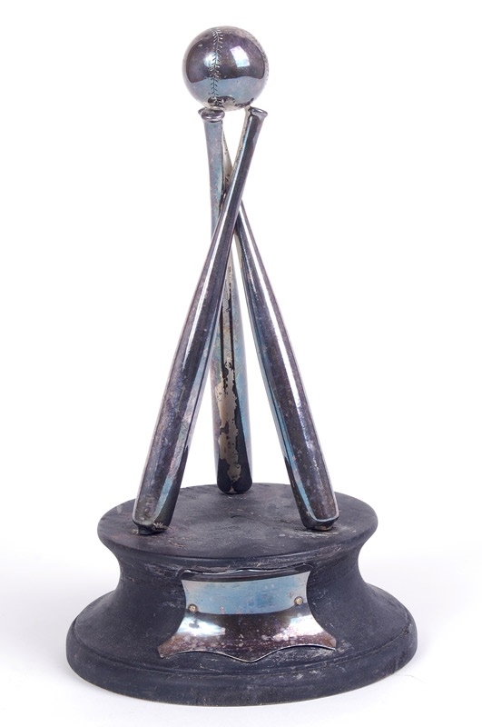 - Baseball Trophy with Crossed Bats and Ball (Circa 1900)