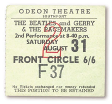 The Beatles - August 31, 1963 Ticket