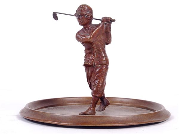 Golf - 1930's Golf Figural Ashtray and Business Card Holder (2)