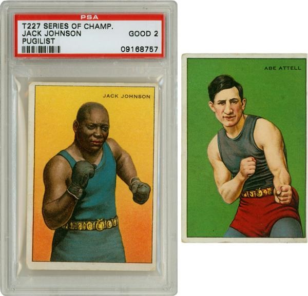 - T227 JacK Johnson and Abe Attell Boxing Cards (2)