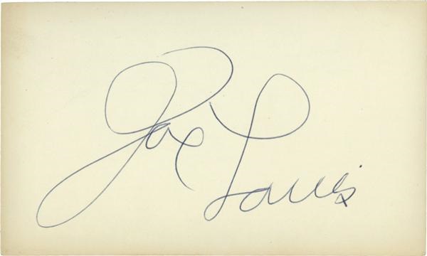 - A Perfect Joe Louis Signed 3x5" Card