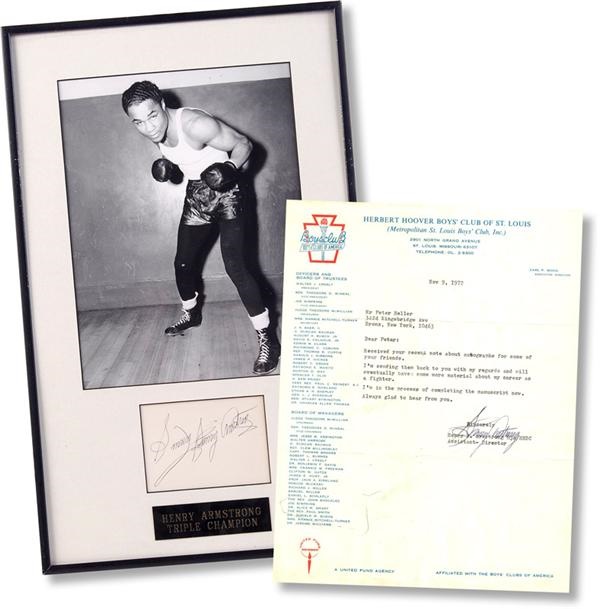 - Henry Armstrong Signature Framed with a Photo and Signed Letter (2)