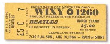 The Beatles - August 14, 1966 Ticket