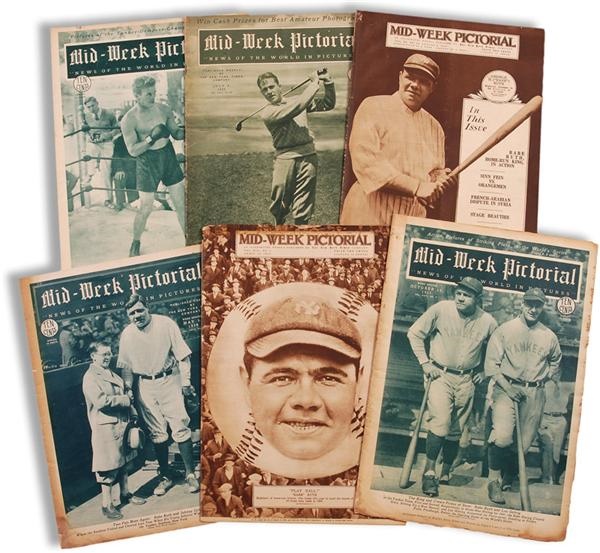 Ernie Davis - Mid-Week Pictorial Collection with Babe Ruth and Bobby Jones Covers (6)