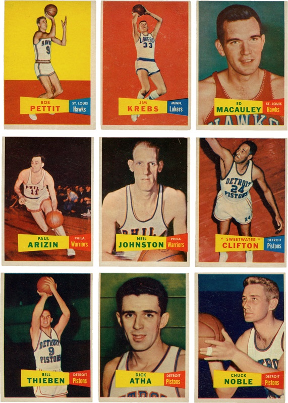 - 1957 Topps Basketball Cards (39)