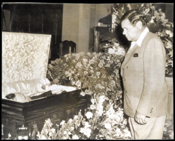 NY Yankees, Giants & Mets - 1941 Babe Ruth at Lou Gehrig's Funeral Wire Photograph (7x9")