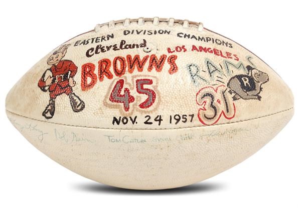 - 1957 Cleveland Browns vs. Los Angeles Rams Hand Painted Presentational Game Ball
