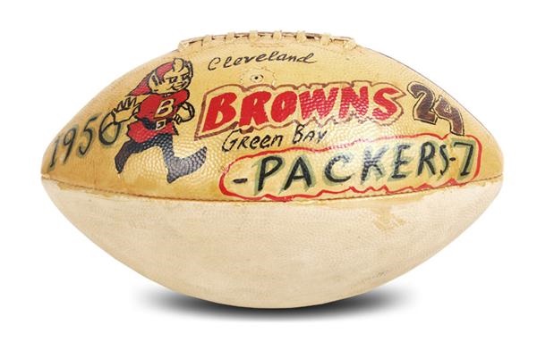 - 1956 Cleveland Browns vs. Green Bay Packers Hand Painted Presentational Game Ball