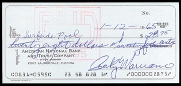- 1965 Rocky Marciano Signed Check