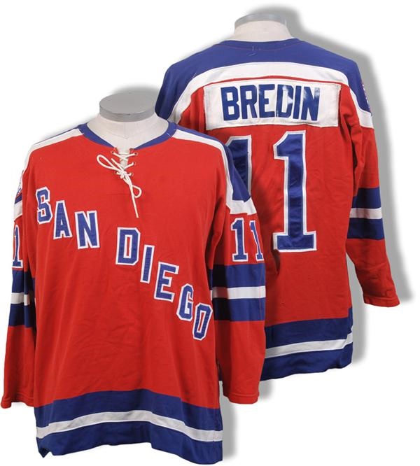 Hockey Equipment - 1974-75 Brian Bradley / 1975-76 Greg Bredin / 1976-77 Gregg Boddy San Diego Mariners WHA Game Worn Jersey
