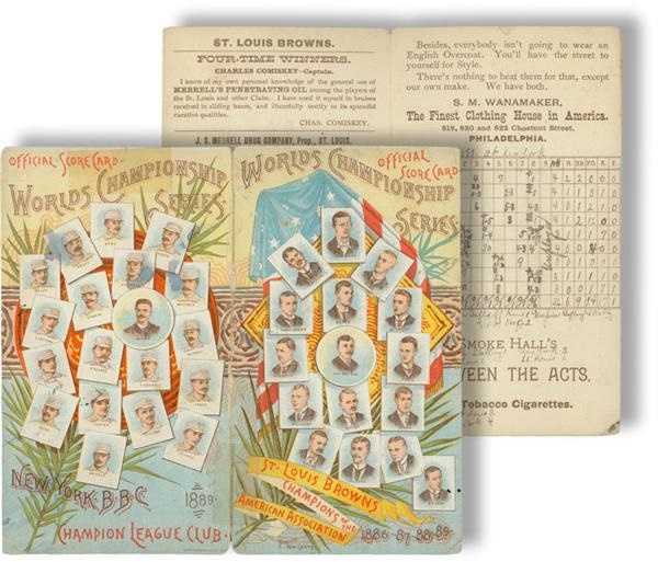 19th Century Baseball - Exceedingly Rare 1889 Browns vs. Giants World Championship Program