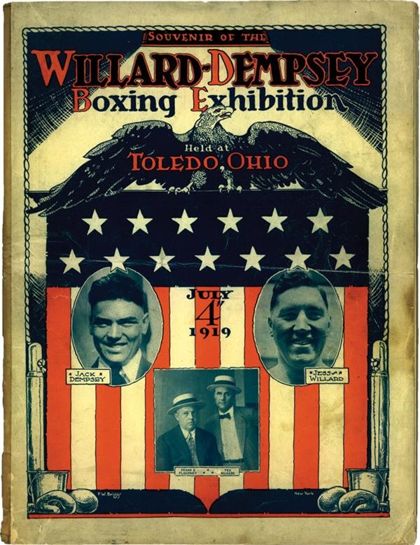 - 1919 Jess Willard vs. Jack Dempsey Boxing Program and Ticket Stub