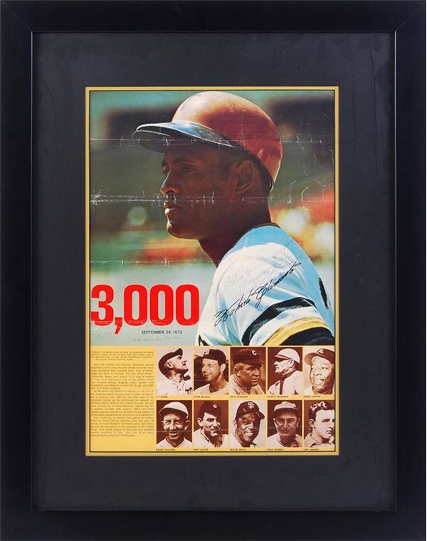 Clemente and Pittsburgh Pirates - Roberto Clemente Signed 3,000th Hit Poster