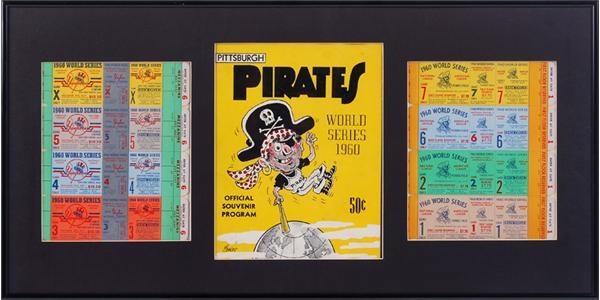Clemente and Pittsburgh Pirates - Complete Set of 1960 World Series Tickets and One Program