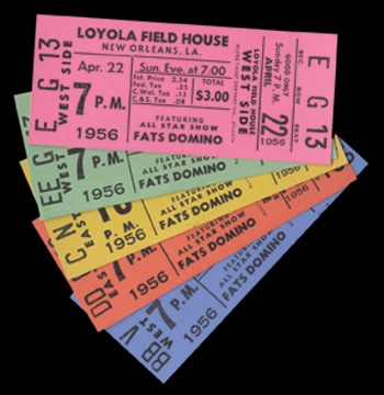 Classic/Internet - Important Find of 1956 Fats Domino Concert Unused Tickets (90)