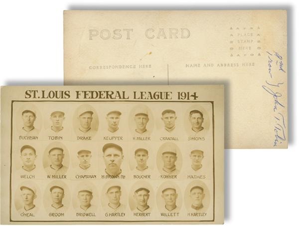 Ernie Davis - 1914 St. Louis Federal League Team Postcard