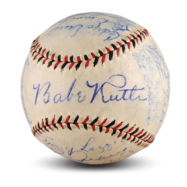 NY Yankees, Giants & Mets - 1928 New York Yankee Team Signed Baseball