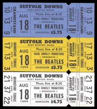 - 1966 The Beatles at Suffolk Downs Full Ticket Collection (3)
