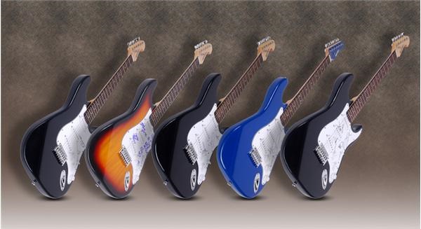 - Collection of Band Signed Guitars (21) with Little Feat, Lynyrd Skynyrd, Doobie Brothers, Styx and America