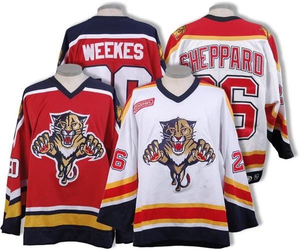 Hockey Equipment - 1997-98 Kevin Weekes & 1999-00 Ray Sheppard Florida Panthers Game Worn Jerseys (2)