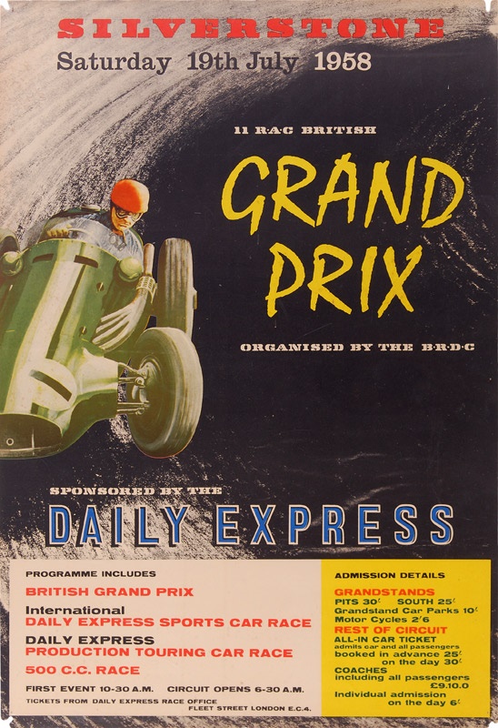 - British Grand Prix Auto Racing Poster (1958)