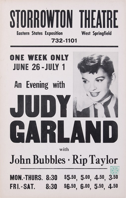 - Judy Garland Personal Appearance Poster / Broadside