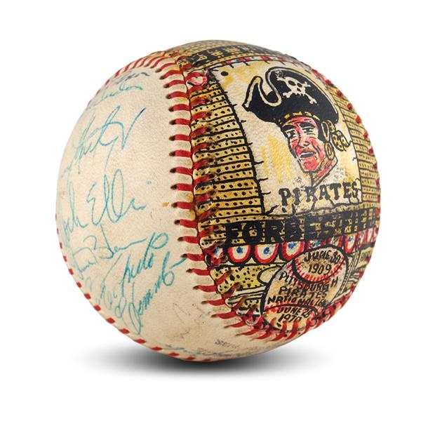 Clemente and Pittsburgh Pirates - 1970 Pittsburgh Pirates Signed Hand Painted Baseball by Georg Sosnak