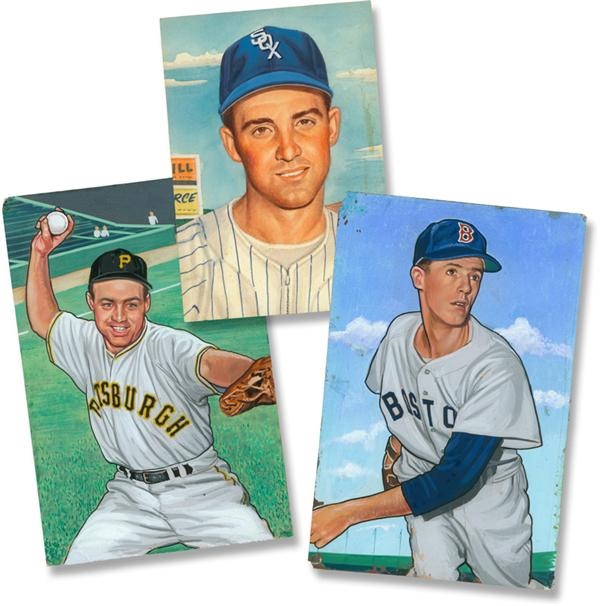 - 1952 Bowman and 1953 Topps Baseball Card Original Art (3)